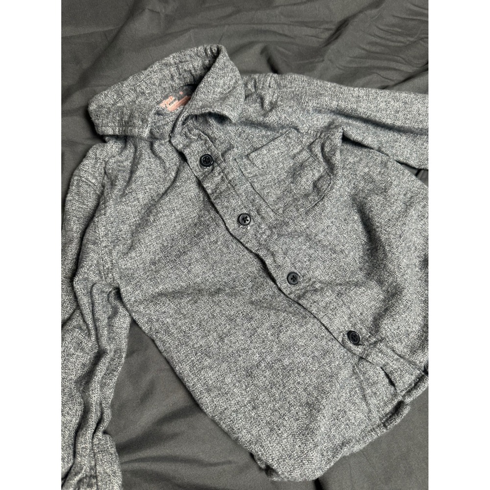 Cat & Jack Toddler Boys Gray Heather Long Sleeve Button Down Shirt Size 2T - Picture 2 of 4